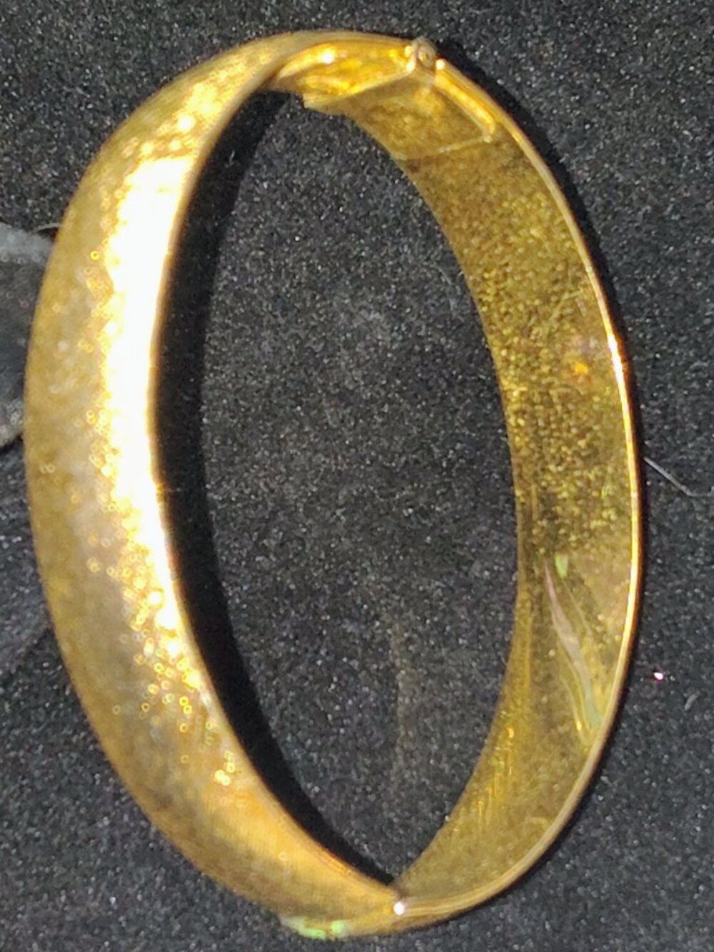 Vintage Signed Monet Textured Gold‑Tone Hinged Bangle Bracelet – 1960s/70s
